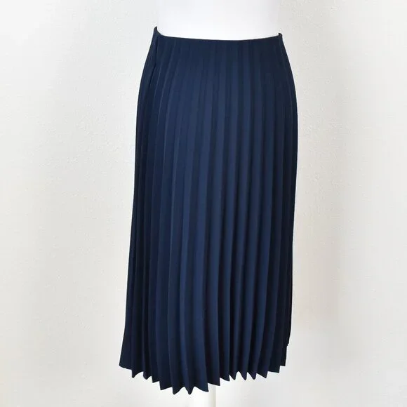 Everlane Pleated Navy Blue Midi Skirt - 2 - Picture 7 of 8